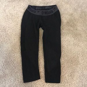 Gymshark flex crop leggings black w/charcoal band